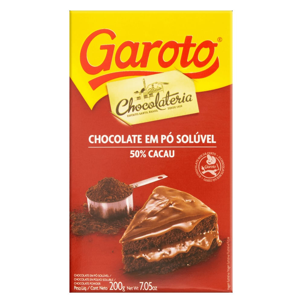Chocolate Em Po 50 Cacau 200g Garoto colibri