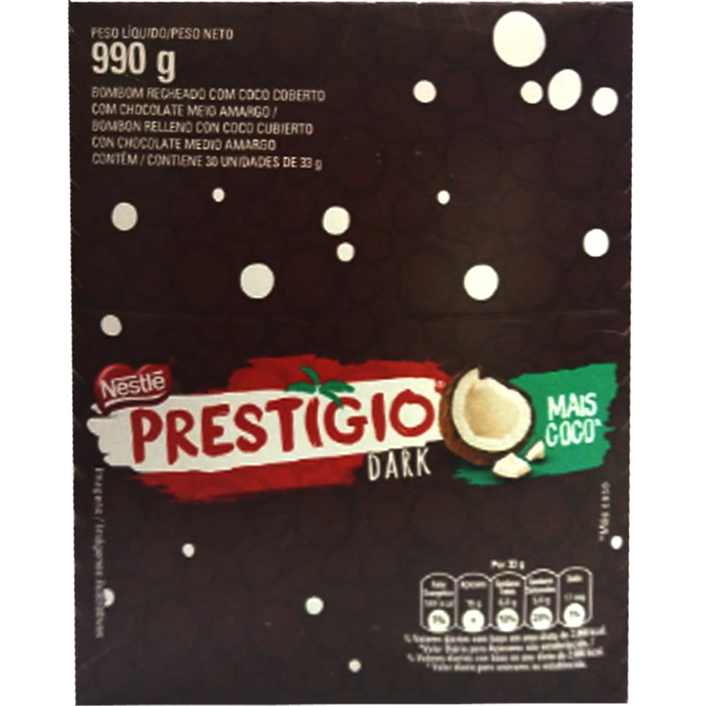 Prestigio Dark Mais Coco 30x33g Display 990g Nestle Colibri 3659